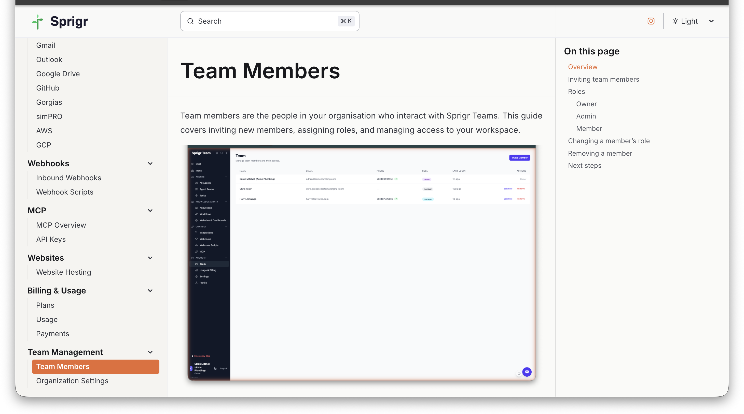 MCP Connections page